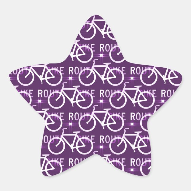 Fun Bike Route Fixie Bike Cyclist Pattern Purple Star Sticker (Front)