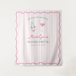Fun Bikinis & Martinis Bachelorette Photo Backdrop Tapestry