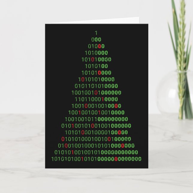 Fun Binary Christmas Tree Computer Programmers And Card (Front)