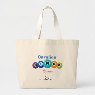 Fun Bingo Queen Editable Name Large Tote Bag