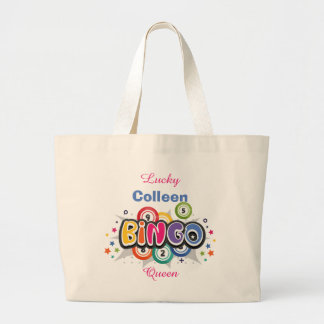 Fun Bingo Queen Editable Name Large Tote Bag