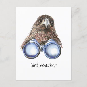 Fun Bird Watching Quote Pun Hawk Binoculars Postcard