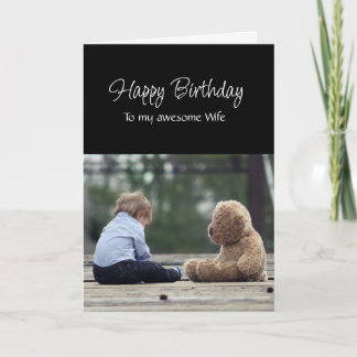 Fun Birthday Awesome Wife Cute Teddy Bear Card