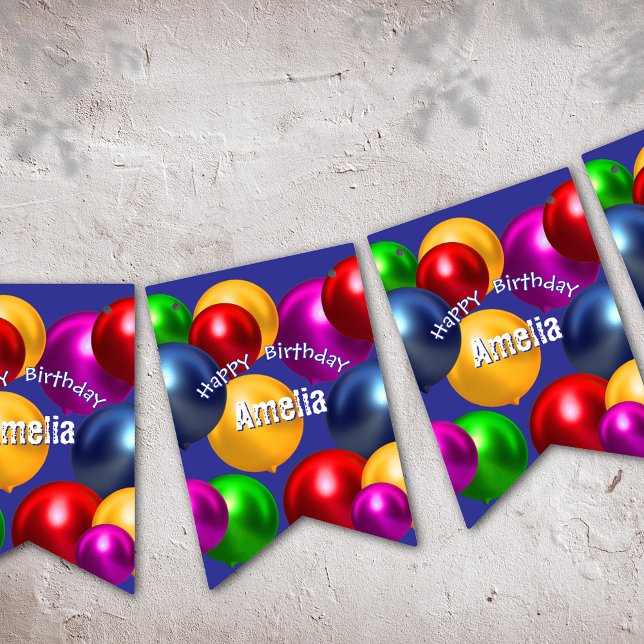 Fun Birthday Balloons Personalised  Bunting (Creator Uploaded)