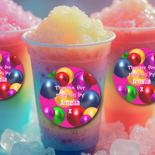 Fun Birthday Balloons Personalised Favour Classic Round Sticker