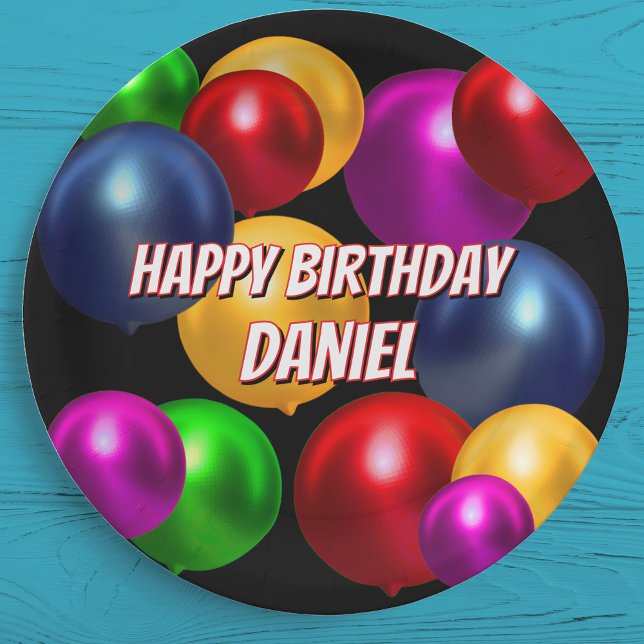 Fun Birthday Balloons Personalised  Paper Plate (Creator Uploaded)