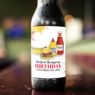 Fun Birthday BBQ Party Custom Beer Bottle Label