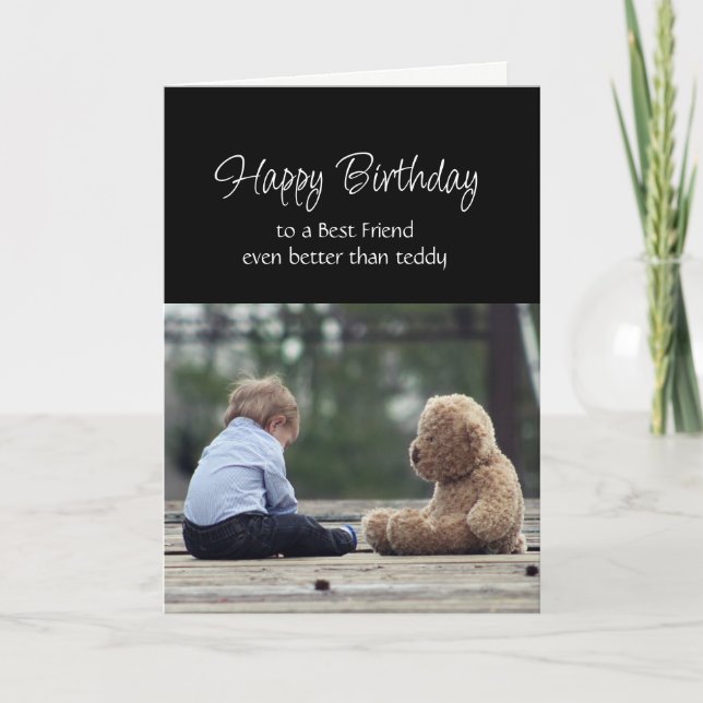 Fun Birthday Best Friend Cute Teddy Bear Card (Front)
