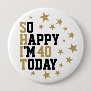Fun  Birthday Black And Gold Stars Customised Age 10 Cm Round Badge