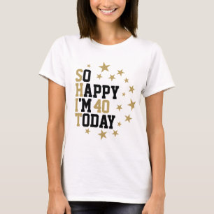 Fun  Birthday Black And Gold Stars Customised Age T-Shirt
