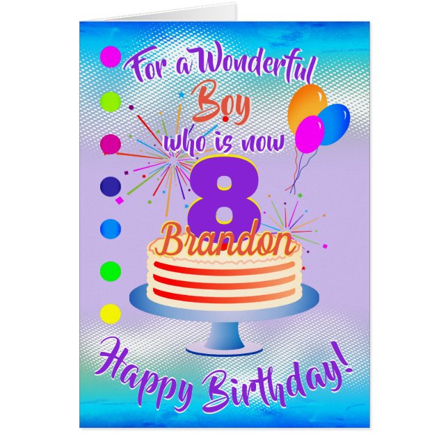 FUN BIRTHDAY BOY - BLUE / PURPLE PERSONALIZED (Front)