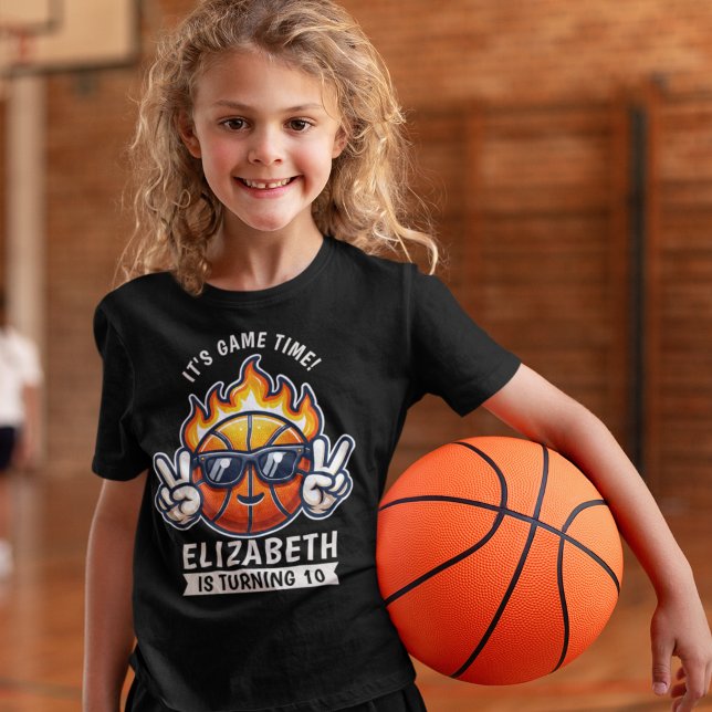 Fun Birthday Boy with Basketball Theme T-Shirt (Creator Uploaded)