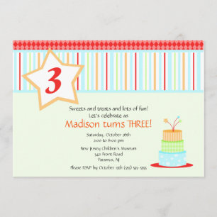 Fun Birthday Cake Birthday Invitation