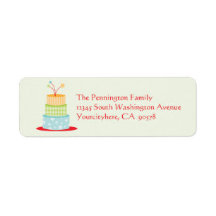 Fun birthday cake return address envelope labels