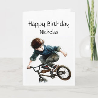 Fun Birthday Custom Name Competitive Biking Card