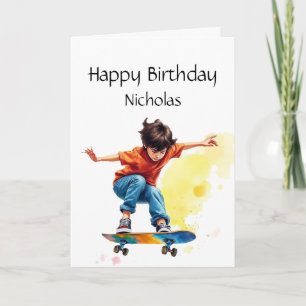 Fun Birthday Custom Name Skateboard Card
