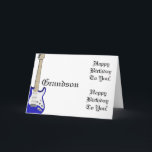 Fun, birthday greeting for grandson, blue guitar. card<br><div class="desc">A blue guitar on white ready to wish any rocker grandson a happy rockin' birthday. My Funny Mind Greetings.</div>