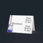 Fun, birthday greeting for grandson, blue guitar. card<br><div class="desc">A blue guitar on white ready to wish any rocker grandson a happy rockin' birthday. My Funny Mind Greetings.</div>