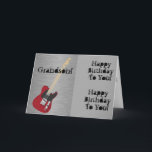 Fun, birthday greeting for grandson, red guitar. card<br><div class="desc">A red guitar on grey ready to wish any rocker grandson a happy rockin' birthday. My Funny Mind Greetings.</div>