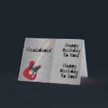 Fun, birthday greeting for grandson, red guitar. card<br><div class="desc">A red guitar on grey ready to wish any rocker grandson a happy rockin' birthday. My Funny Mind Greetings.</div>