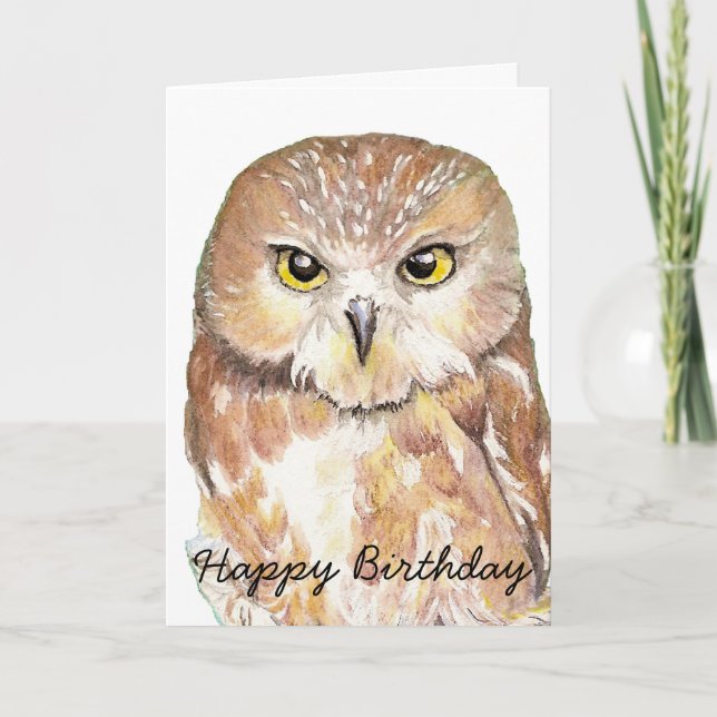 Fun Birthday Humour Owl, Bird, Nature, Wildlife Card (Front)