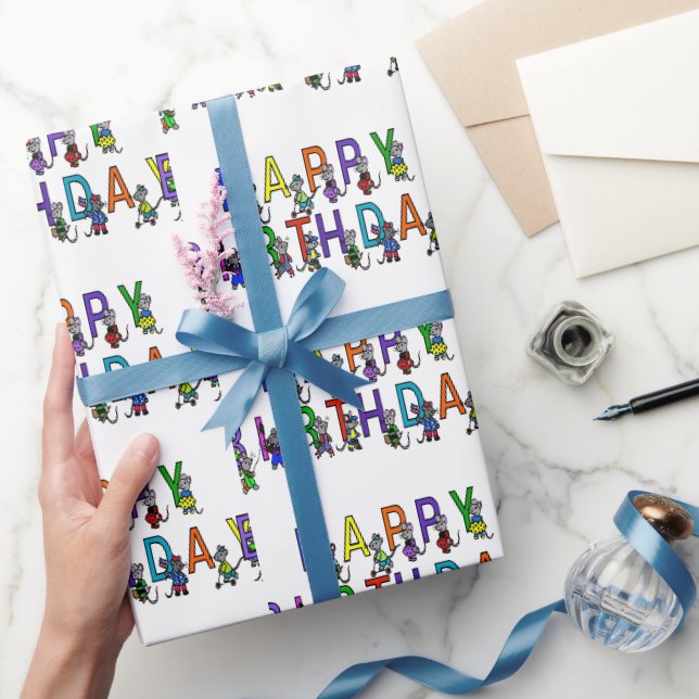 Fun Birthday Mice Wrapping Paper (Gifting)