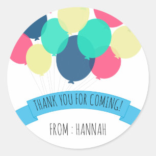 Fun Birthday Party Balloons Thank you Classic Round Sticker
