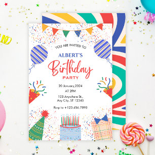 Fun Birthday party colorfull ballons Invitation