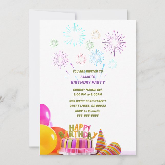 Fun Birthday party colorfull ballons  Invitation (Front)