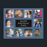 Fun Birthday Photo Collage  Postcard<br><div class="desc">Fun Happy Birthday Ten Photo Collage Blue Postcard.</div>