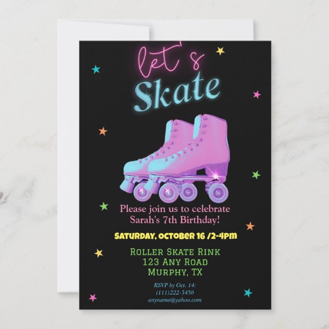 Fun Birthday Skate Party Invites (Front)