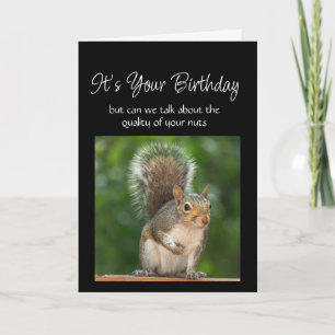 Fun Birthday Squirrel Feeder Nuts Question Card