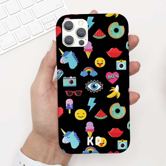 Fun Black 80's Icons Emojis Pattern (Creator Uploaded)
