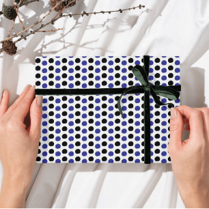 Fun Black and Blue Polka dots pattern Wrapping Paper