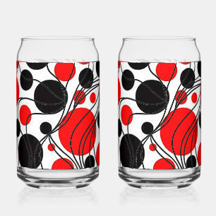 Fun Black and Red Art Deco Print Can Glass Set