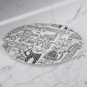 Fun Black and White Cats And Kittens Cutting Board