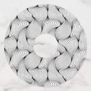 Fun Black and White Interwoven Lines Wine Glass Tag
