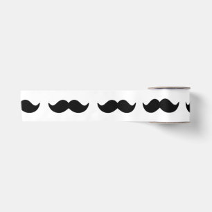 Fun Black and White Moustache Pattern 1 Satin Ribbon