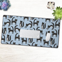 Fun Black and White Tuxedo Cat Pattern Blue