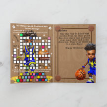 Fun Black Boys Basketball Secret Message Birthday