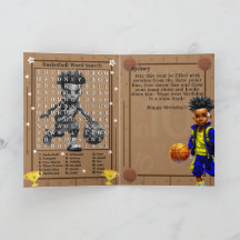 Fun Black Boys Basketball Word Search Birthday