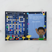 Fun Black Boys Gymnastics Secret Message Birthday