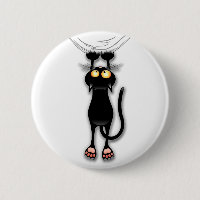 Fun Black Cat Falling Down Standard Button