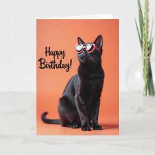 Fun Black Cat Glasses Card
