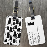 Fun Black Cat Luggage Tag<br><div class="desc">Cute little black cat pattern,  perfect for animal lovers. Original art by Nic Squirrell. Change the details on the reverse to personalise.</div>