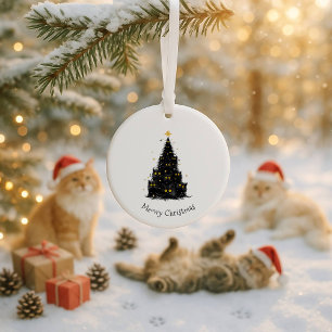 Fun Black Cat Meowy Christmas Tree Ceramic Tree Decoration