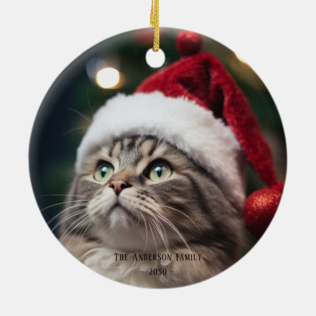 Fun Black Cat Meowy Christmas Tree Ceramic Tree Decoration (Back)