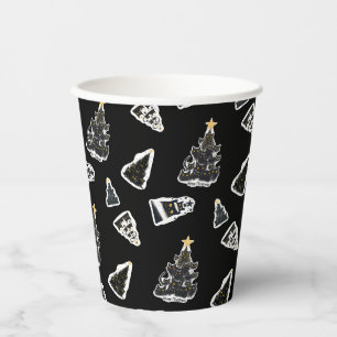 Fun Black Cat Meowy Christmas Tree Paper Cups