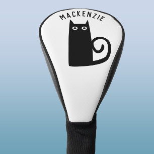 Fun Black Cat Personalised Golf Head Cover
