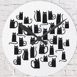 Fun Black Cat Round Clock<br><div class="desc">Lots of cute little black cats. Original art by Nic Squirrell.</div>